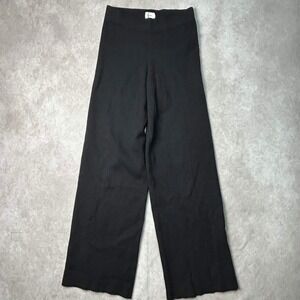 Wilfred Free Aritzia Black Knit Wide Leg High Rise Pants 2XS Minimalist Lounge